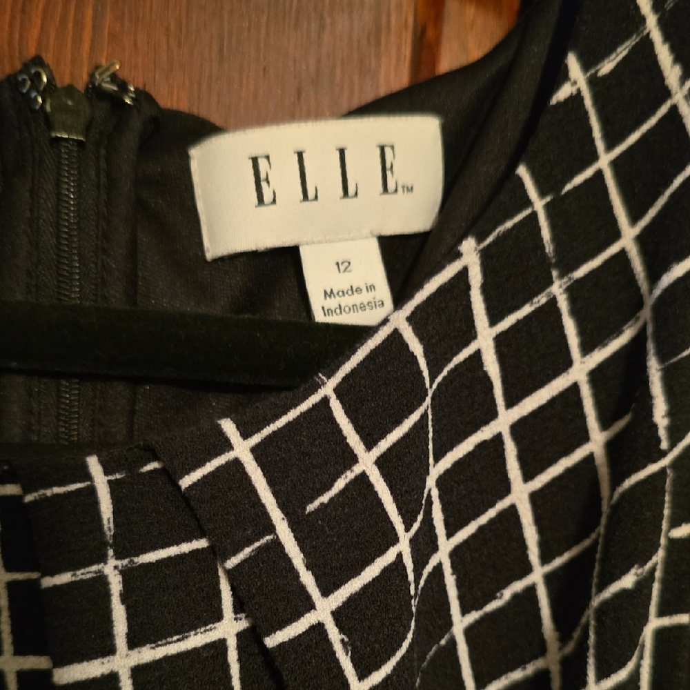ELLE Monochrome Checkered Dress